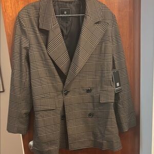 Bagatelle Brown Plaid Double Breasted Blazer NWT Size XL